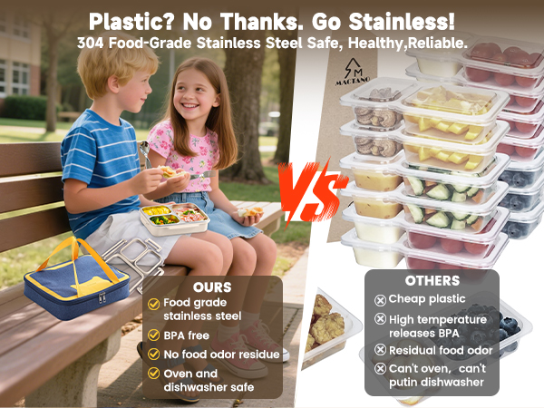 Comparison between our stainless steel snack boxes and others