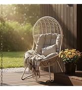 Kingdura Outdoor Wicker Egg Chair with Cushion, Oversized PE Rattan Chair, All-Weather Patio Loun...