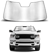 Windshield Sun Shade for Dodge RAM 1500 2019-2025 with 5 inch Wide Sensor,Reflective Aluminum Mat...