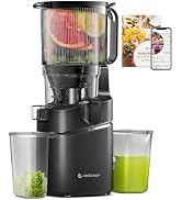 AMZCHEF Cold Press Juicer – 5.8" Wide Mouth Hopper for Whole Recipe Loading, Self Feeding for Han...