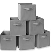 Casafield Set of 6 Collapsible Fabric Cube Storage Bins, Gray - 11" Foldable Cloth Baskets for Sh...