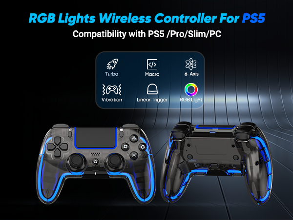 RGB wireless controller for ps5