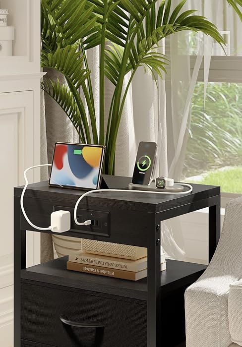 nightstand with charging staion