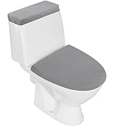 Stretch Velvet Toilet Lid Cover and Toilet Tank Lid Cover, Bathroom Super Soft Toilet Lid Cover S...