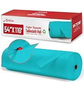 Plastic Table Cloth, 110 Ft X 54 in Disposable Tablecloth Light Blue Tablecloth Premium PEVA Plas...
