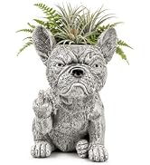 DS. DISTINCTIVE STYLE Middle Finger Grumpy French Bulldog Planter Pot Resin Frenchie Dog Flower P...