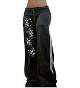 Wide Leg Flare Fold Over Leggings Fairy Grunge Floral 2000s Sweatpants Women Teen Girls Y2k Bell ...