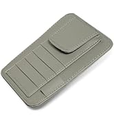 YAWUROU Small Leather Car Sun Visor Organizer, 4.9" x 6.1" Multifunctional Strap-On Document Suns...
