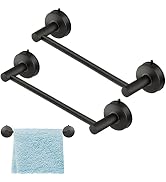 DGYB 2 Pcs Matte Black Towel Bar for Bathroom 17 Inch Suction Cup Towel Holder Premium 304 Stainl...