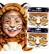 Tiger Face Glitter Stickers, Cute Animal Temporary Face Art Decals Sparkly Self-Adhesive Tiger Fa...