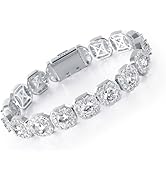 LGYIC 18k White Gold Plated Cubic Zirconia Tennis Bracelet, 12MM Iced Out Chain, Hip Hop Jewelry ...