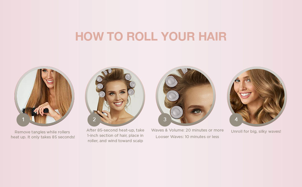 Leave rollers in for 20 minutes for bounce &amp;amp; volume or 10 minutes for looser wave
