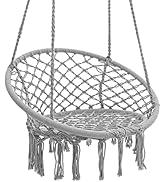 Garpans Hammock Chair Macrame Swing Bohemian Style Hammock Swing Chair with Tassels Hanging Swing...