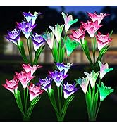 WdtPro Solar Lights Outdoor Garden Decorative 6 Pack, Waterproof Solar Garden Lights with 24 Lily...