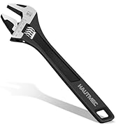 HAUTMEC 12 inch Adjustable Wrench Extra Wide Jaw Black Finish Adjustable Wrenches Drop-Forged CR-...