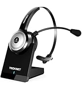 TECKNET Wireless Headset for Work, 40Hrs Worktime AI Noise Cancelling Computer Headphones with Ch...