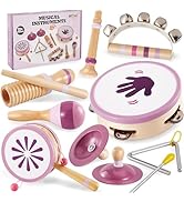 BUYGER Wooden Musical Instruments Set for Kids Toddler Ages 1-3,3-5 Years Old Baby Percussion Ins...