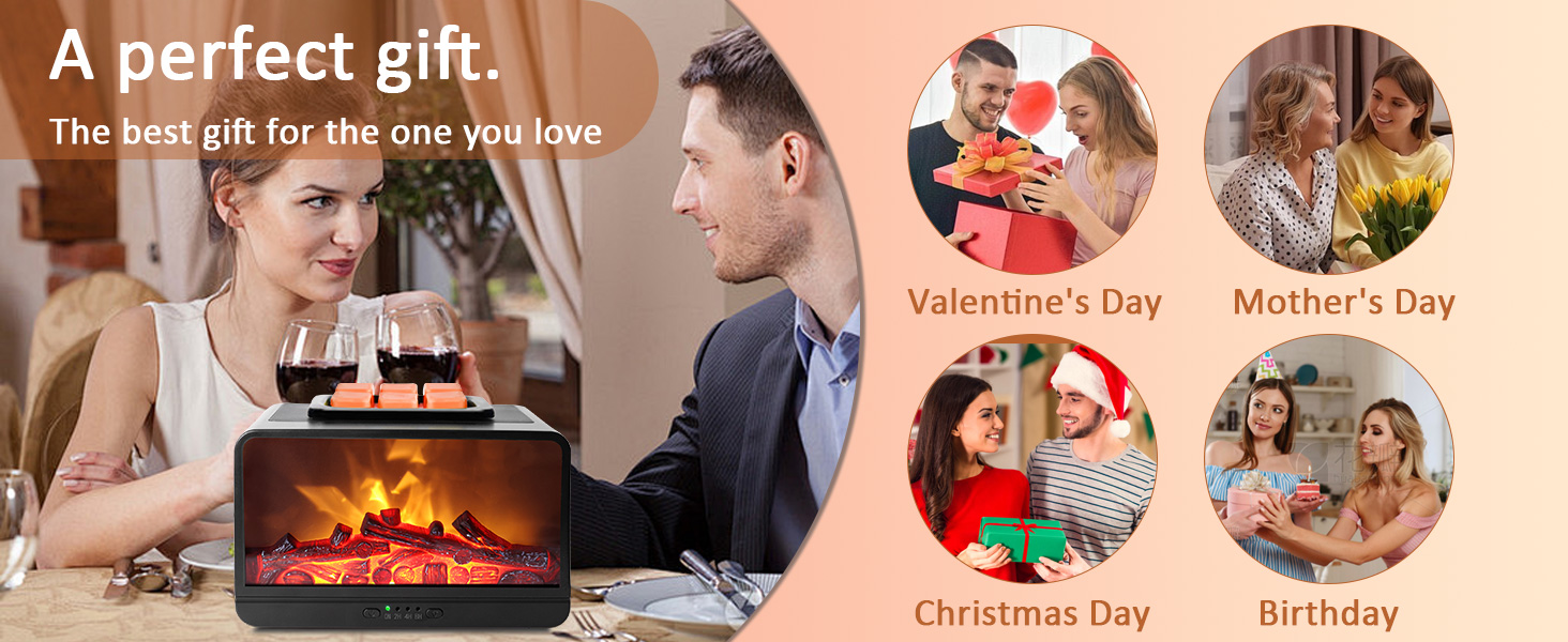 a man and woman are looking at a laptop with a christmas card in the background.