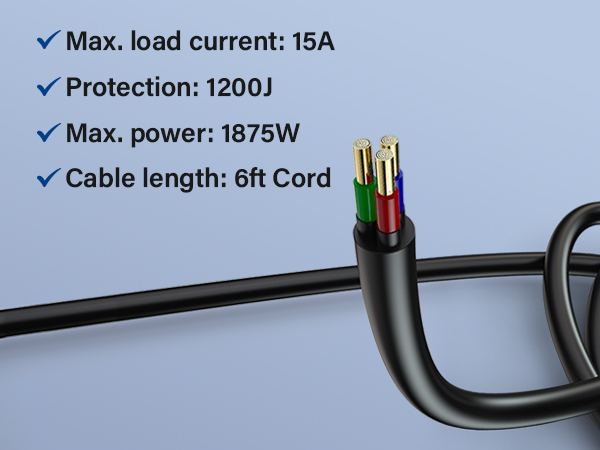Geeni SW008 Surge Protector Thick Cord