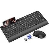Trueque Wireless Keyboard and Mouse Combo - Full-Size Quiet Keyboard with Palm Rest, Phone Holder...