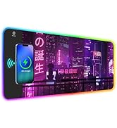 ToLuLu RGB Gaming Wireless Charging Mouse Pad, 15W 10 Light Modes LED Mouse Pad Computer Keyboard...