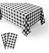 iCrius 3 Packs Gingham Tablecloth Black and White Checkered Tablecloths 54 x 108 Inches Disposabl...
