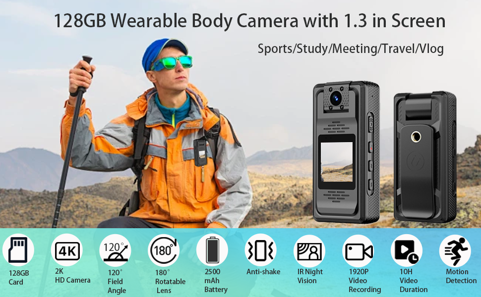 Body Camera with Audio and Video Recording