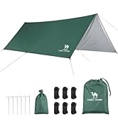 CAMEL CROWN Camping Tarp,3000mm Waterproof &amp; UPF 50+ Sun Protection Rain Fly Tarp - Lightweight P...