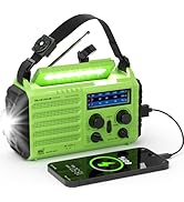 NOAA-Certified Emergency Weather Radio, AM/FM Portable Solar Hand Crank Powered with Flashlight &amp;...