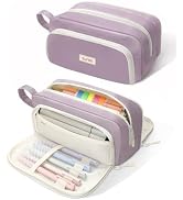SUNEE Cute Pencil Case, Aesthetic Pen Pouch with 3 Compartments, Kawaii Colored Large Pencil Bag ...