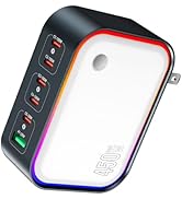 450W 6-Port Foldable GaN USB C Wall Charger, All-in-One Charging Station with Color LED | 100W PD...