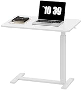 Sweetcrispy Overbed Bedside Table with Wheels, Adjustable Hospital &amp; Home Use Bed Table, Rolling ...