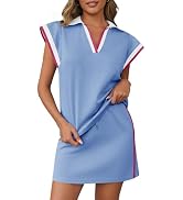 Fisoew Womens 2 Piece Skirt Set Summer Cap Sleeve Tops Matching Tennis Skirts Casual Color Block ...