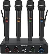 MELONARE 4-Channel Wireless Microphone System, UHF Compact Cordless Mic Set w/ 4x10 Frequencies, ...