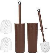 Topsky Toilet Brush,2 Pack Compact Toilet Brush &amp; Holder Set,Plastic Round Barrel Loo Brush with ...