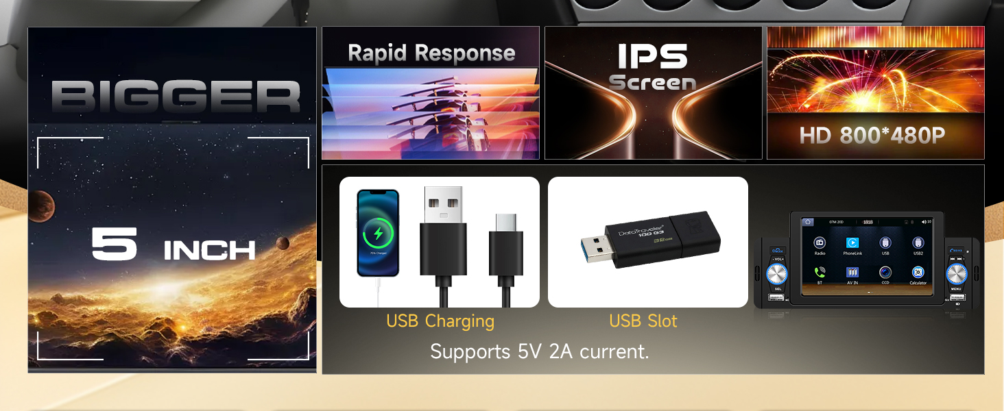 Single Din Apple Carplay Car Stereo Android Auto