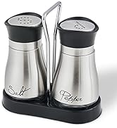 Salt and Pepper Shakers Set, Stainless Steel with Glass Bottle for Table, RV, Camp, BBQ, Set of 2...