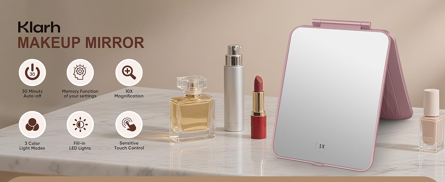 portable mirror with lights