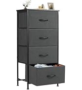 Sweetcrispy Nightstand Small Bedroom Dresser with 4 Fabric Drawers,Bed Side Furniture End Table, ...