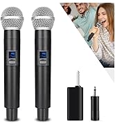HUACAM 2.4G Wireless Microphone,Dual Microphones for Karaoke, Wireless Dynamic Microphone with Re...