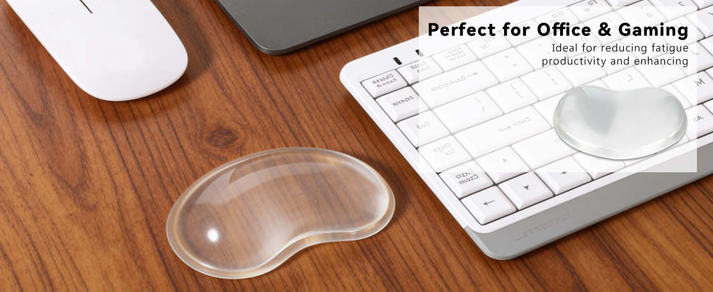 The gel mouse wrist rest is ideal for use in the office or when gaming.