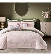 pink green floral duvet cover set