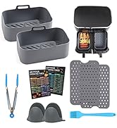 KINLYBO Air Fryer Silicone Pot for Ninja Dual DZ201/DZ401/DZ550/DualZone XL, Reusable Air Fryer P...