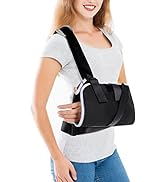 Arm Sling Shoulder Immobilizer with Back Belt, Breathable Lightweight Shoulder Sling Airflow Mesh...