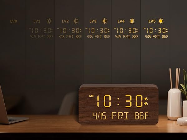 wooden digital clock