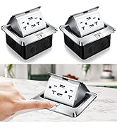 Hoolerry 2 Pack Pop up Floor Outlet Kit Waterproof Electrical Outlet Cover Box with 4.8A USB Char...