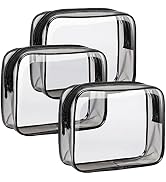 Clear Toiletry Bag, F-color 3 Pack TSA Approved Toiletry Bag Clear Makeup Bag, Travel Clear Cosme...