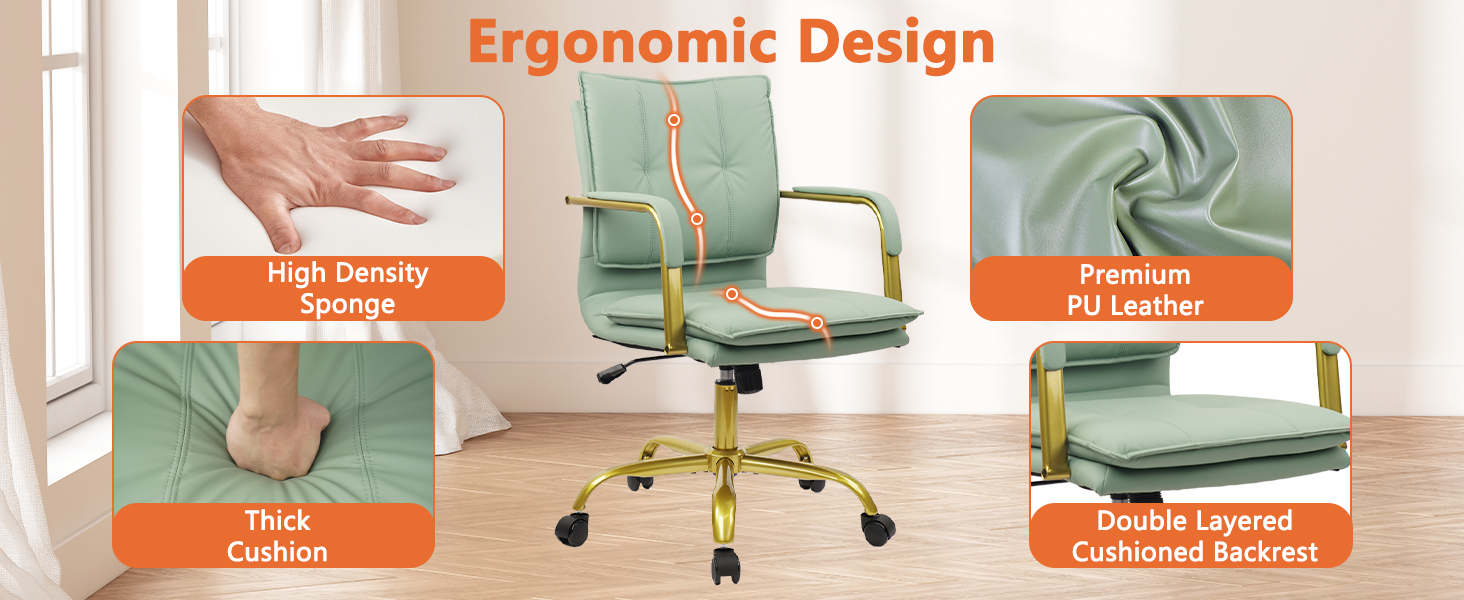 green leather office chair