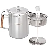 KingCamp Percolator Coffee Pot Campfire Coffee Boiler Kettle 304 Stainless Steel with Wood Handle...