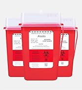 Sharps Container for Home Use and Professional 1 Quart (3-Pack) by Alcedo | Biohazard Needle and ...